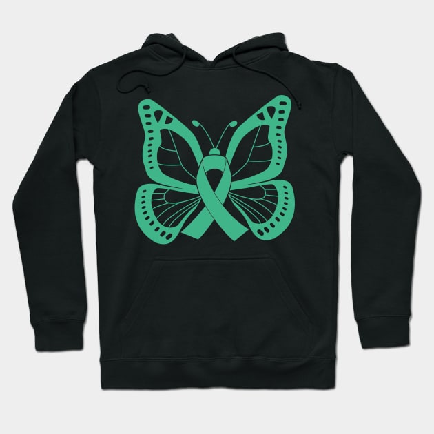 Sea Green Butterfly Awareness Ribbon Hoodie by FanaticTee